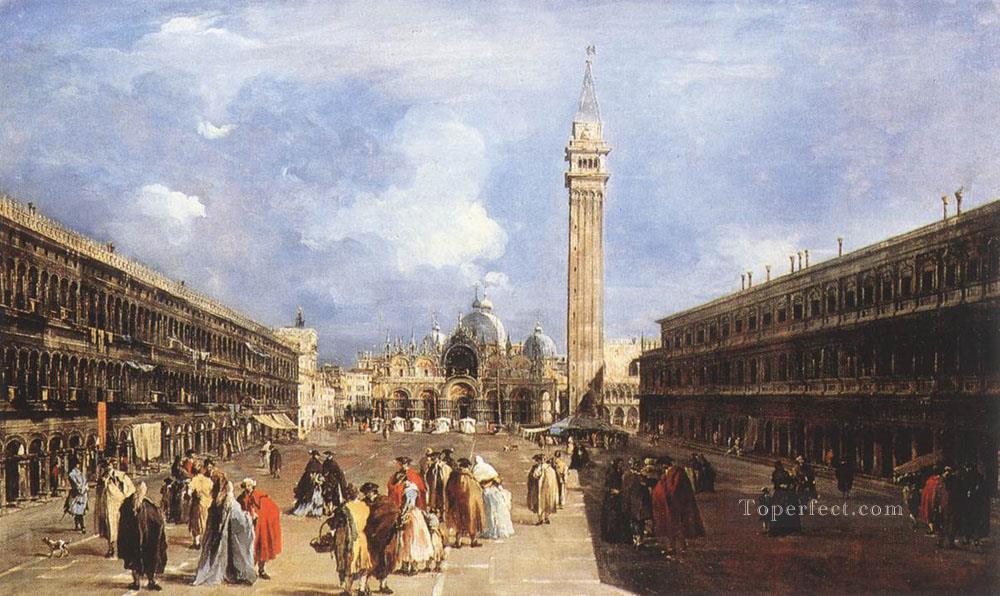 The Piazza San Marco towards the Basilica Francesco Guardi Venetian Oil Paintings